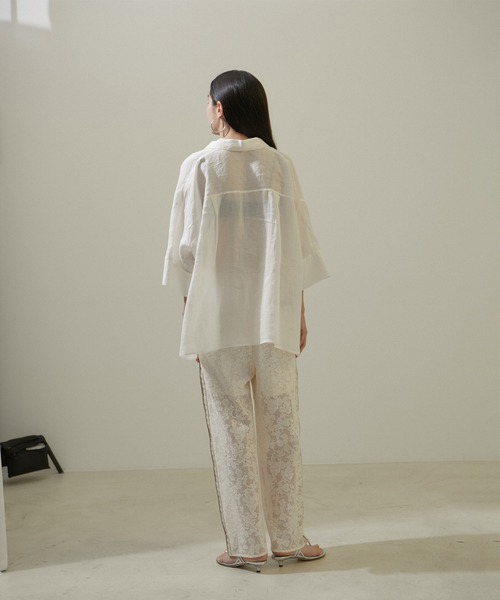 〈美品〉アダムエロペ　リネン　ドロスト　ブルゾン　ブラウス　シアー　ボリューム袖 SALON adam et rope'（サロン アダム エ ロペ）の「シアーリネン