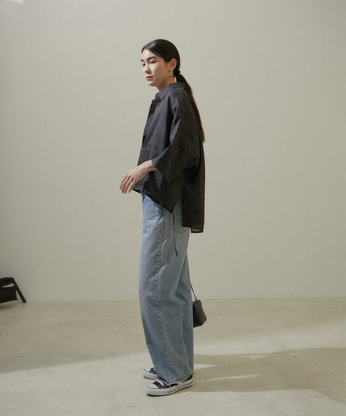 〈美品〉アダムエロペ　リネン　ドロスト　ブルゾン　ブラウス　シアー　ボリューム袖 SALON adam et rope'（サロン アダム エ ロペ）の「シアーリネン