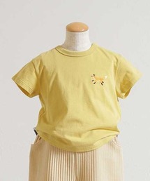 Hoppetta（ホッペッタ）の「【Hoppetta(ホッペッタ)】きつね刺繍 半袖コンビTシャツ 80cm・90cm・100cm・110cm（Tシャツ/カットソー・キッズ）」