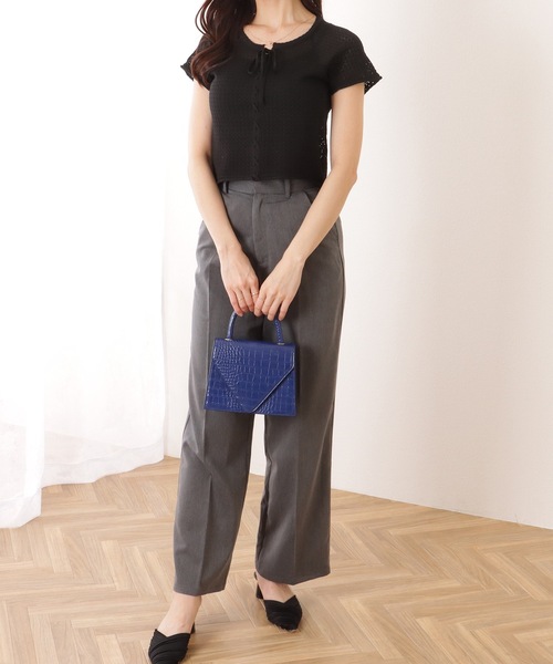 WOMENS チェックゴム編み ベルト グレー 071759842