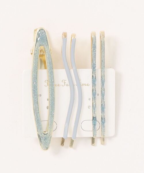 Three Four Time（ｽﾘｰﾌｫｰﾀｲﾑ）の「ラメクリップ＆ピン（ヘアピン・レディース・ブルー/ピンク/イエロー・FREE）」の2枚目の写真