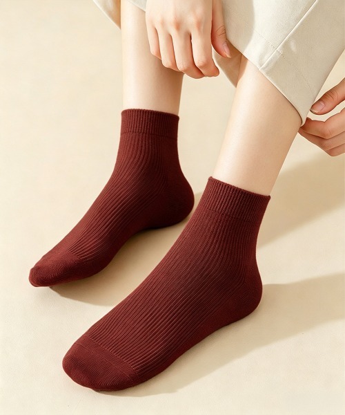 Miniministore(ミニミニストア)の「リブソックス レディース ミドル丈 靴下(ソックス/靴下・レディース・ベージュ/キャメル/ブラウン/ダークグリーン/ブラック/イエロー/ダークグレー/ライトグレー/ワインレッド/ブルー/ホワイト/パープル・FREE)」の12枚目の写真