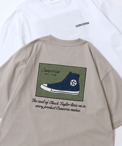CONVERSE(コンバース)の「CONVERSE/コンバース オーバーサイズ オールスター スニーカー フロント バック サガラ刺繍 半袖Tシャツ/レディース メンズ(Tシャツ/カットソー・レディース・ホワイト系その他3/ホワイト系その他/ブルー/ホワイト系その他2/ホワイト/スミクロ/ベージュ/ブラック・M/LL/L)」の7枚目の写真