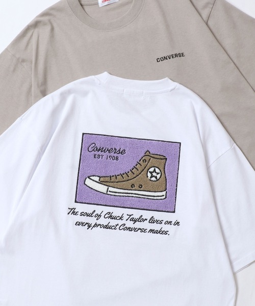 CONVERSE(コンバース)の「CONVERSE/コンバース オーバーサイズ オールスター スニーカー フロント バック サガラ刺繍 半袖Tシャツ/レディース メンズ(Tシャツ/カットソー・レディース・ホワイト系その他3/ホワイト系その他/ブルー/ホワイト系その他2/ホワイト/スミクロ/ベージュ/ブラック・M/LL/L)」の3枚目の写真