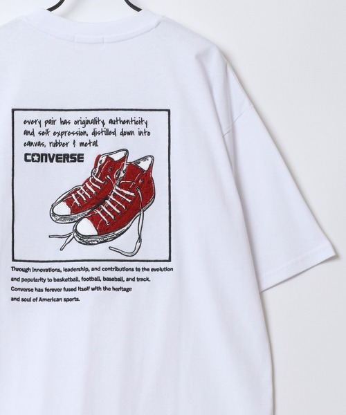 CONVERSE(コンバース)の「CONVERSE/コンバース オーバーサイズ オールスター スニーカー フロント バック サガラ刺繍 半袖Tシャツ/レディース メンズ(Tシャツ/カットソー・レディース・ホワイト系その他3/ホワイト系その他/ブルー/ホワイト系その他2/ホワイト/スミクロ/ベージュ/ブラック・M/LL/L)」の19枚目の写真