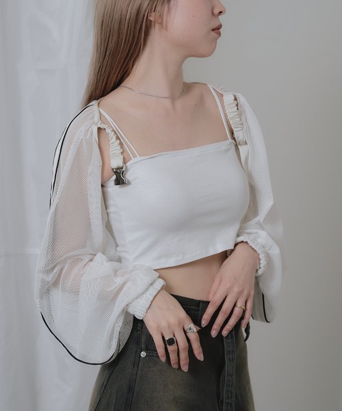 RAY CASSIN（レイカズン）の「ラメショート丈キャミソール（キャミソール・レディース・ブラック/シルバー・FREE）」の15枚目の写真