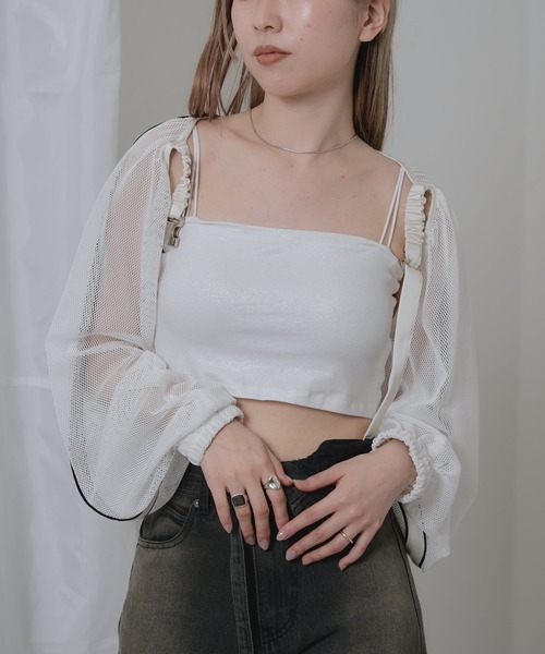 RAY CASSIN（レイカズン）の「ラメショート丈キャミソール（キャミソール・レディース・ブラック/シルバー・FREE）」の14枚目の写真