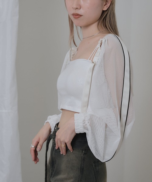 RAY CASSIN（レイカズン）の「ラメショート丈キャミソール（キャミソール・レディース・ブラック/シルバー・FREE）」の11枚目の写真