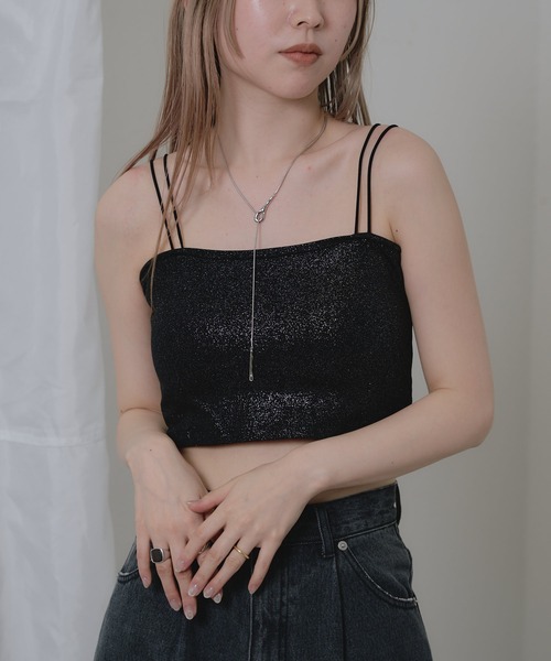 RAY CASSIN（レイカズン）の「ラメショート丈キャミソール（キャミソール・レディース・ブラック/シルバー・FREE）」の13枚目の写真