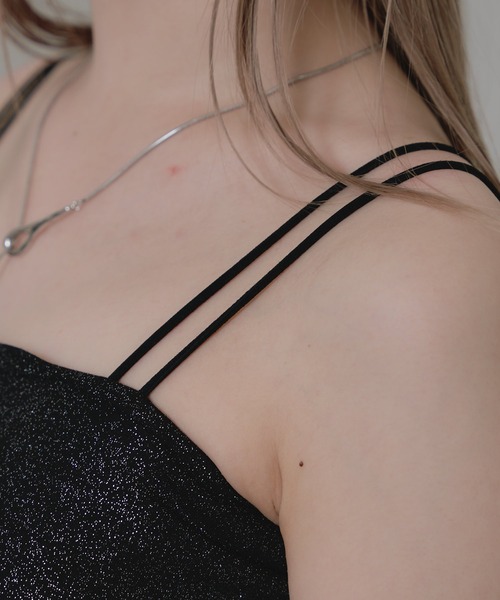 RAY CASSIN（レイカズン）の「ラメショート丈キャミソール（キャミソール・レディース・ブラック/シルバー・FREE）」の9枚目の写真