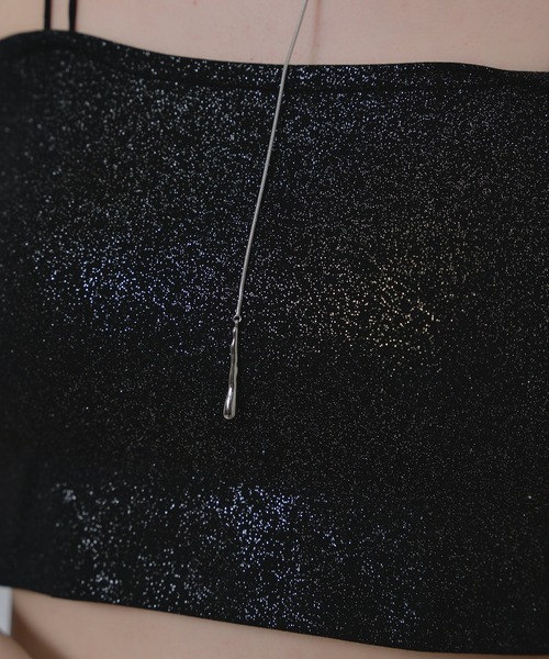 RAY CASSIN（レイカズン）の「ラメショート丈キャミソール（キャミソール・レディース・ブラック/シルバー・FREE）」の10枚目の写真