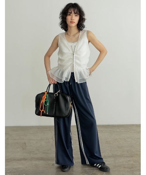 Re:EDIT（リエディ）の「オーガンジーダブルジップフレアベスト（ベスト・レディース・ホワイト/ブラック/ベージュ・MEDIUM/LARGE）」の4枚目の写真