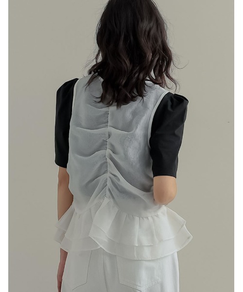 Re:EDIT（リエディ）の「オーガンジーダブルジップフレアベスト（ベスト・レディース・ホワイト/ブラック/ベージュ・MEDIUM/LARGE）」の11枚目の写真