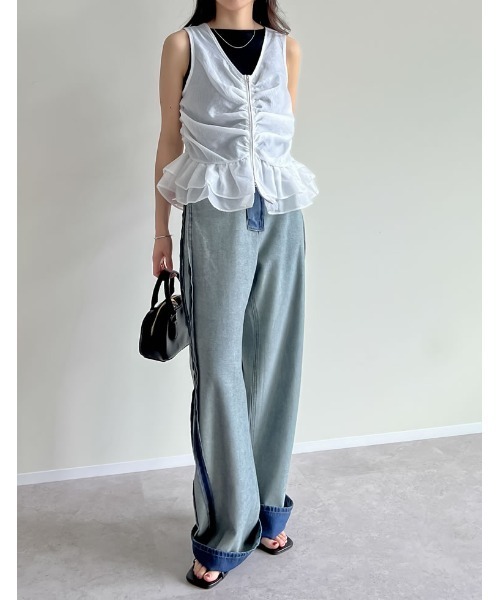 Re:EDIT（リエディ）の「オーガンジーダブルジップフレアベスト（ベスト・レディース・ホワイト/ブラック/ベージュ・MEDIUM/LARGE）」の15枚目の写真