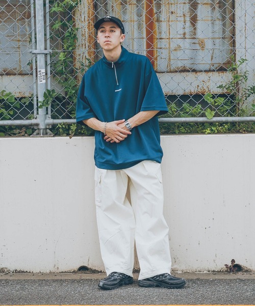 RAGEBLUE（レイジブルー）の「ワンポイント刺繍/ハーフジップオーバーサイズTシャツ（Tシャツ/カットソー・メンズ・ライトブルー/ブラック/ブルー系その他/ホワイト・LARGE/MEDIUM）」の17枚目の写真