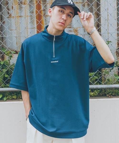 RAGEBLUE（レイジブルー）の「ワンポイント刺繍/ハーフジップオーバーサイズTシャツ（Tシャツ/カットソー・メンズ・ライトブルー/ブラック/ブルー系その他/ホワイト・LARGE/MEDIUM）」の18枚目の写真