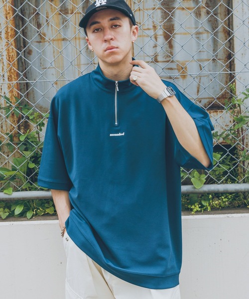 RAGEBLUE（レイジブルー）の「ワンポイント刺繍/ハーフジップオーバーサイズTシャツ（Tシャツ/カットソー・メンズ・ライトブルー/ブラック/ブルー系その他/ホワイト・LARGE/MEDIUM）」の19枚目の写真