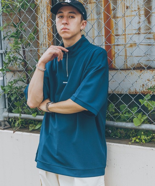 RAGEBLUE（レイジブルー）の「ワンポイント刺繍/ハーフジップオーバーサイズTシャツ（Tシャツ/カットソー・メンズ・ライトブルー/ブラック/ブルー系その他/ホワイト・LARGE/MEDIUM）」の20枚目の写真