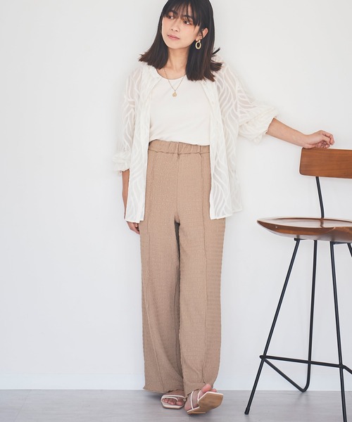 セール】【150㎝前後の小柄さんサイズ】リーフ柄バックスリットシアー