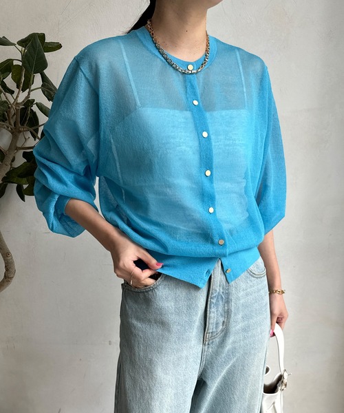 WEB限定】シャーリングシアーニットカーディガン | DOUDOU