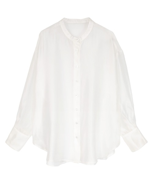 UR'S(ユアーズ)の「バンドカラーシアーシャツ(シャツ/ブラウス・レディース・ブラック/ホワイト/イエロー・S/M/L)」の1枚目の写真