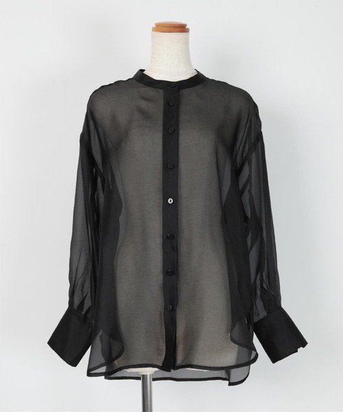 UR'S(ユアーズ)の「バンドカラーシアーシャツ(シャツ/ブラウス・レディース・ブラック/ホワイト/イエロー・S/M/L)」の8枚目の写真