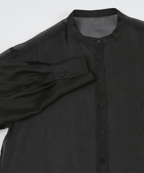 UR'S(ユアーズ)の「バンドカラーシアーシャツ(シャツ/ブラウス・レディース・ブラック/ホワイト/イエロー・S/M/L)」の11枚目の写真