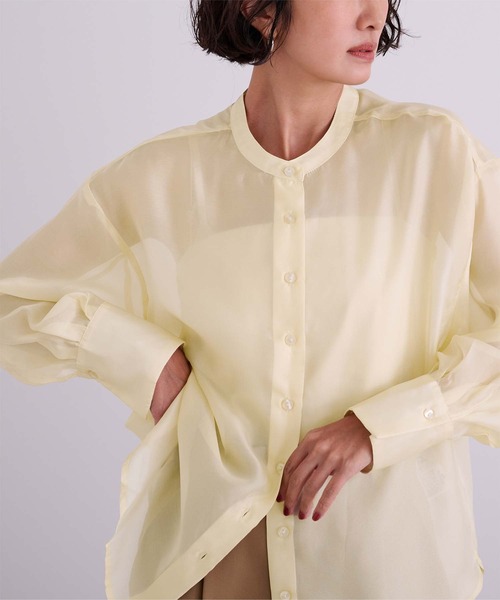 UR'S(ユアーズ)の「バンドカラーシアーシャツ(シャツ/ブラウス・レディース・ブラック/ホワイト/イエロー・S/M/L)」の17枚目の写真