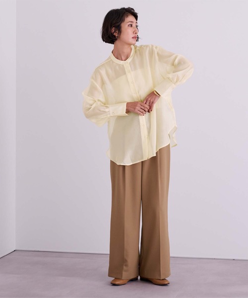 UR'S(ユアーズ)の「バンドカラーシアーシャツ(シャツ/ブラウス・レディース・ブラック/ホワイト/イエロー・S/M/L)」の19枚目の写真