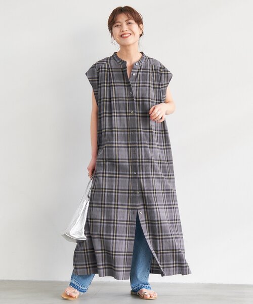 Spick & Span（スピックアンドスパン）の「先染めサッカーシャツワンピース（ワンピース・レディース・その他10/マルチ・FREE）」の3枚目の写真