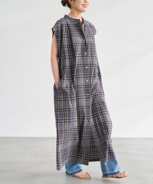 Spick & Span（スピックアンドスパン）の「先染めサッカーシャツワンピース（ワンピース・レディース・その他10/マルチ・FREE）」の6枚目の写真