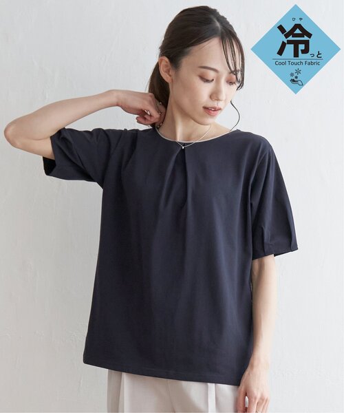 IKKA LOUNGE(イッカラウンジ)の「【接触冷感/吸水速乾】マルチファンクションラメコードプルオーバー【UVカット】(Tシャツ/カットソー・レディース・ネイビー/オフホワイト/グレイッシュベージュ・L/M/S)」の3枚目の写真