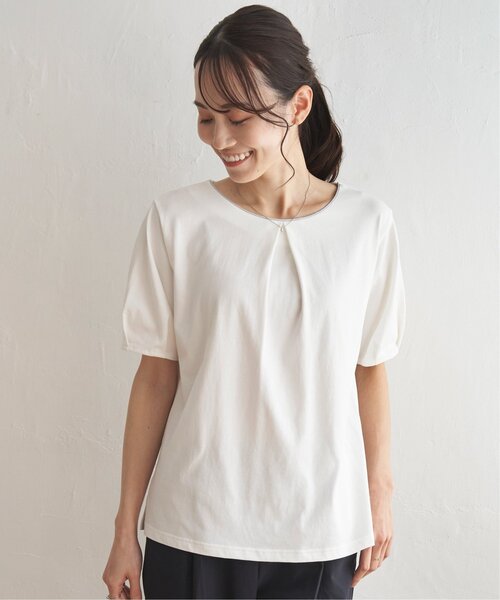 IKKA LOUNGE(イッカラウンジ)の「【接触冷感/吸水速乾】マルチファンクションラメコードプルオーバー【UVカット】(Tシャツ/カットソー・レディース・ネイビー/オフホワイト/グレイッシュベージュ・L/M/S)」の8枚目の写真