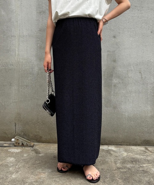 COLLAGE GALLARDAGALANTE（コラージュガリャルダガランテ）の「ラメカットIラインスカート/WEB限定（スカート・レディース・ネイビー/ゴールド/ブラック/シルバー・FREE）」の3枚目の写真