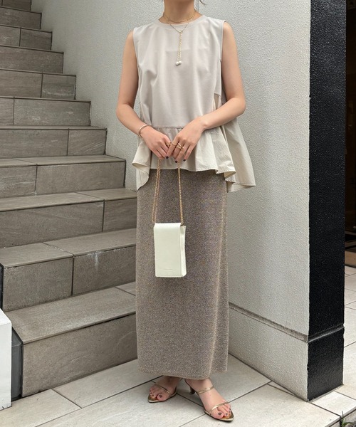 COLLAGE GALLARDAGALANTE（コラージュガリャルダガランテ）の「ラメカットIラインスカート/WEB限定（スカート・レディース・ネイビー/ゴールド/ブラック/シルバー・FREE）」の12枚目の写真