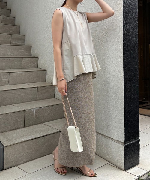 COLLAGE GALLARDAGALANTE（コラージュガリャルダガランテ）の「ラメカットIラインスカート/WEB限定（スカート・レディース・ネイビー/ゴールド/ブラック/シルバー・FREE）」の19枚目の写真