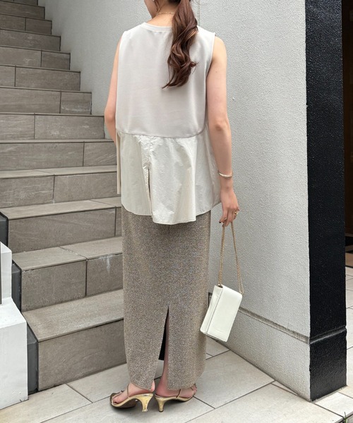 COLLAGE GALLARDAGALANTE（コラージュガリャルダガランテ）の「ラメカットIラインスカート/WEB限定（スカート・レディース・ネイビー/ゴールド/ブラック/シルバー・FREE）」の17枚目の写真