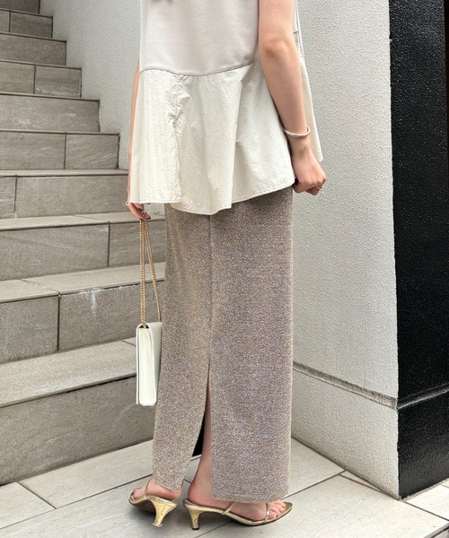 COLLAGE GALLARDAGALANTE（コラージュガリャルダガランテ）の「ラメカットIラインスカート/WEB限定（スカート・レディース・ネイビー/ゴールド/ブラック/シルバー・FREE）」の15枚目の写真