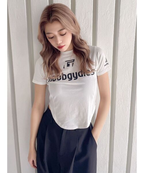 GYDA（ジェイダ）の「noobgydiesラウンドショートTシャツ（Tシャツ/カットソー・レディース・オフホワイト/ブラック/レッド・FREE）」の6枚目の写真
