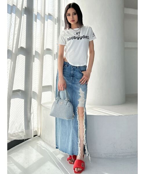 GYDA（ジェイダ）の「noobgydiesラウンドショートTシャツ（Tシャツ/カットソー・レディース・オフホワイト/ブラック/レッド・FREE）」の16枚目の写真