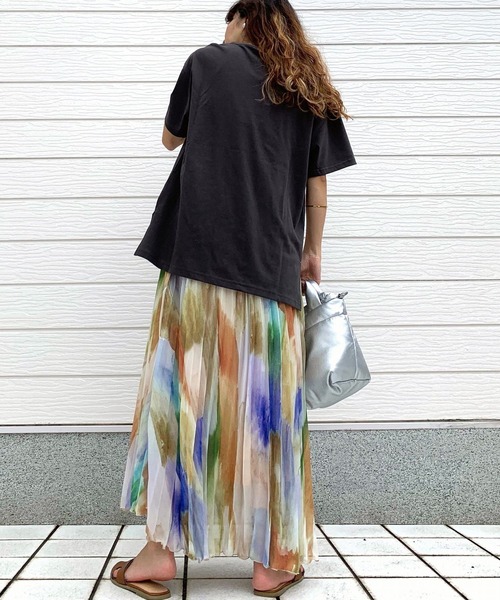 Q（キュー）の「ニュアンスカラープリーツスカート（スカート・レディース・イエロー系その他/グリーン系その他・MEDIUM）」の8枚目の写真