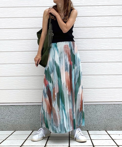 Q（キュー）の「ニュアンスカラープリーツスカート（スカート・レディース・イエロー系その他/グリーン系その他・MEDIUM）」の9枚目の写真