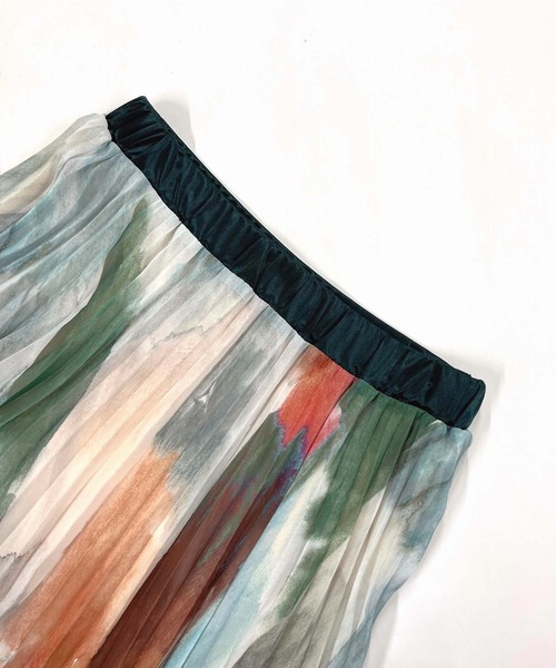 Q（キュー）の「ニュアンスカラープリーツスカート（スカート・レディース・イエロー系その他/グリーン系その他・MEDIUM）」の13枚目の写真