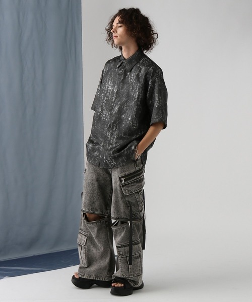 HARE（ハレ）の「アブストラクトラメジャガードシャツ(HARE)（シャツ/ブラウス・メンズ・ブルー/ブラック・FREE）」の12枚目の写真