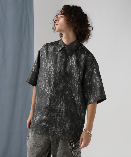 HARE（ハレ）の「アブストラクトラメジャガードシャツ(HARE)（シャツ/ブラウス・メンズ・ブルー/ブラック・FREE）」の11枚目の写真