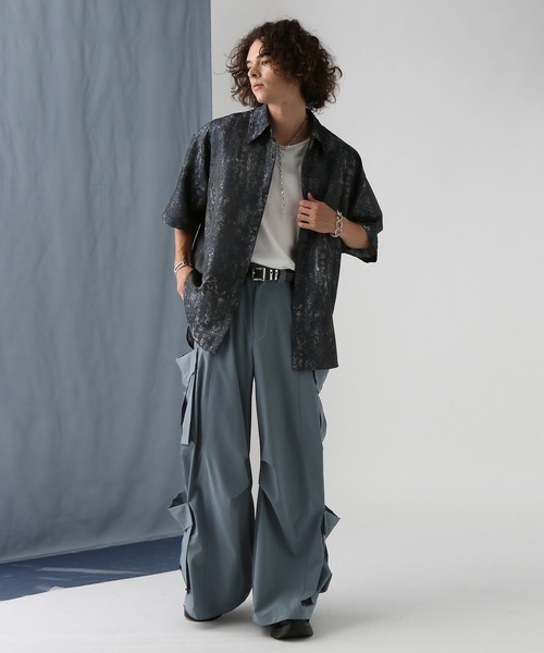 HARE（ハレ）の「アブストラクトラメジャガードシャツ(HARE)（シャツ/ブラウス・メンズ・ブルー/ブラック・FREE）」の10枚目の写真