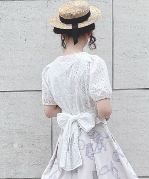 an another angelus（アンアナザーアンジェラス）の「バックリボンコットンレースブラウス/ananotherangelus（シャツ/ブラウス・レディース・ブラック/オフホワイト・FREE）」の2枚目の写真