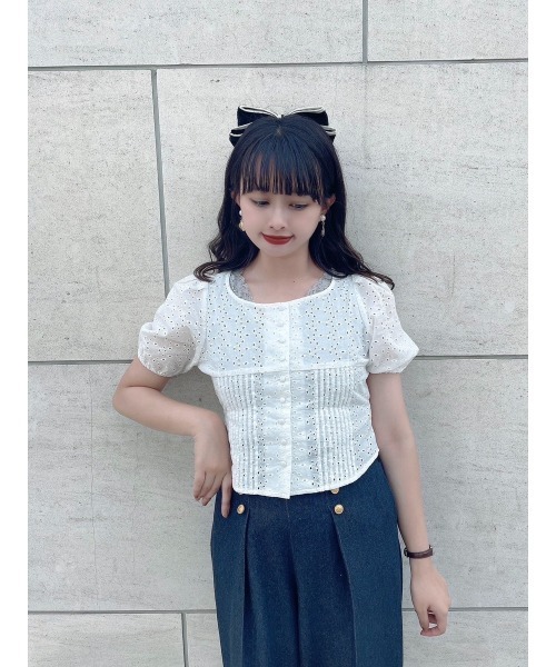 an another angelus（アンアナザーアンジェラス）の「バックリボンコットンレースブラウス/ananotherangelus（シャツ/ブラウス・レディース・ブラック/オフホワイト・FREE）」の10枚目の写真