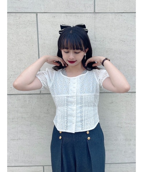 an another angelus（アンアナザーアンジェラス）の「バックリボンコットンレースブラウス/ananotherangelus（シャツ/ブラウス・レディース・ブラック/オフホワイト・FREE）」の11枚目の写真