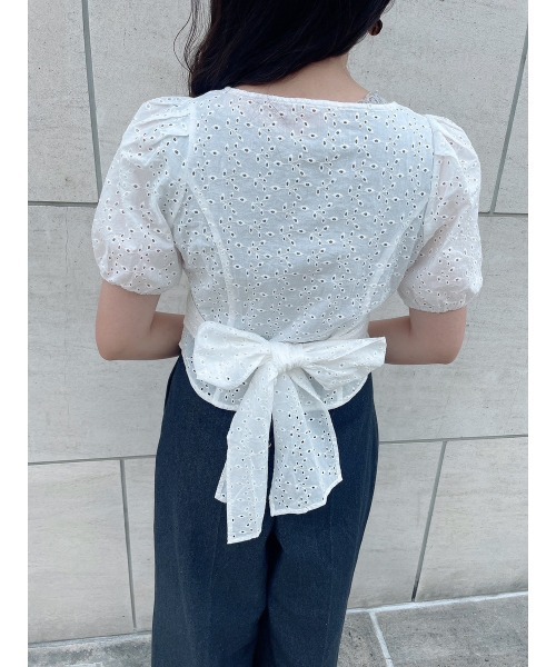 an another angelus（アンアナザーアンジェラス）の「バックリボンコットンレースブラウス/ananotherangelus（シャツ/ブラウス・レディース・ブラック/オフホワイト・FREE）」の12枚目の写真